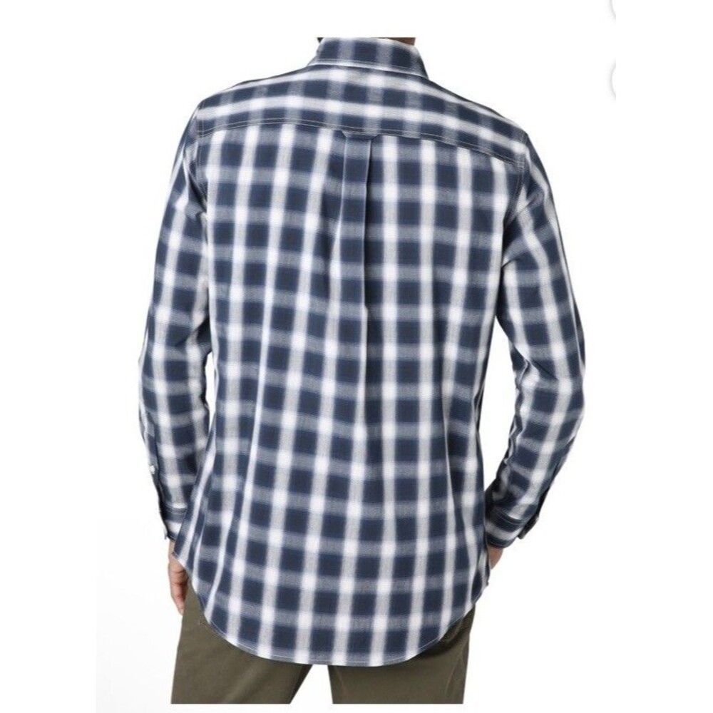 Y2K Chaps Mens Long Sleeve Sustainable Easy Care Woven Shirt navy/white ombré L - Picture 5 of 5